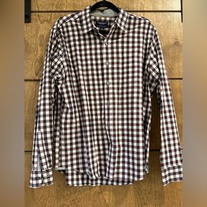 American eagle navy and maroon checkered button down size L